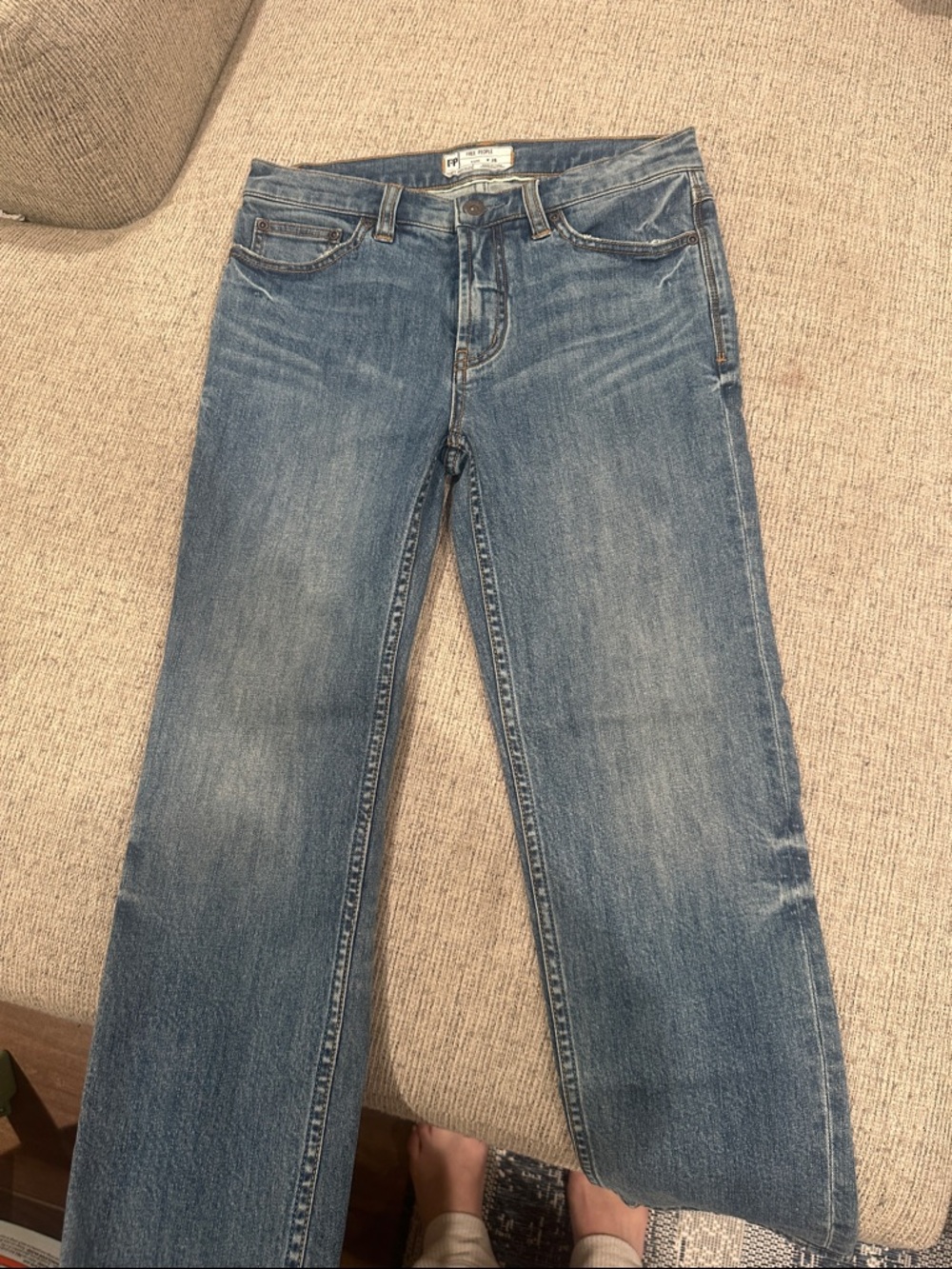 Free People Women's Medium Blue Straight-Leg Jeans